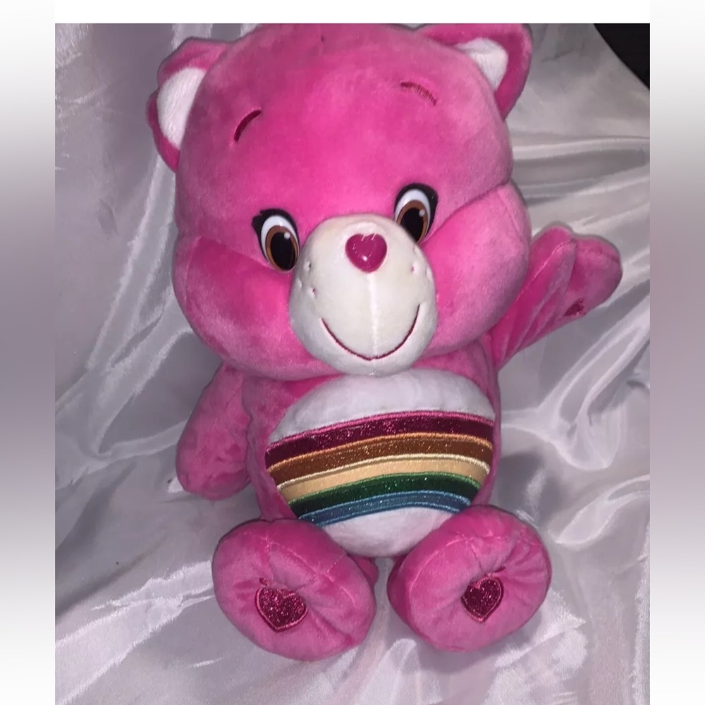 Rare CARE BEAR Cheer Bear Animated 13" Talking Plush Toy Pink bear 2015 RARE HTF